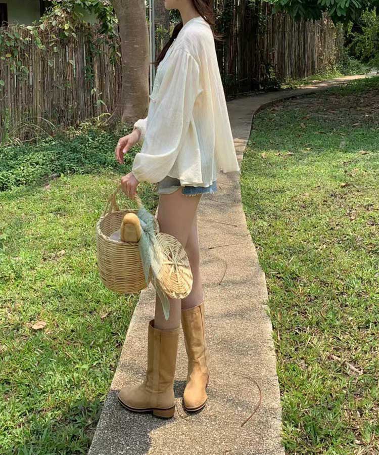 ゆったり 長袖 パフスリーブ エスニック ブラウス

