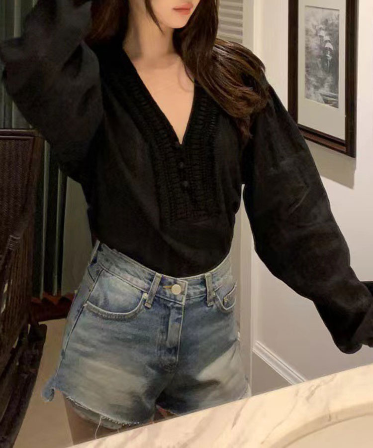 ゆったり 長袖 パフスリーブ エスニック ブラウス

