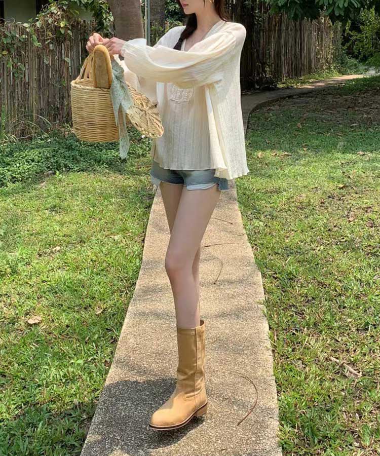 ゆったり 長袖 パフスリーブ エスニック ブラウス

