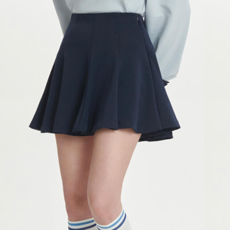 韓国ゴルフウェア ウエストゴム ピンタック フレアスカート