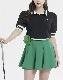 韓国ゴルフウェア ウエストゴム ピンタック フレアスカート