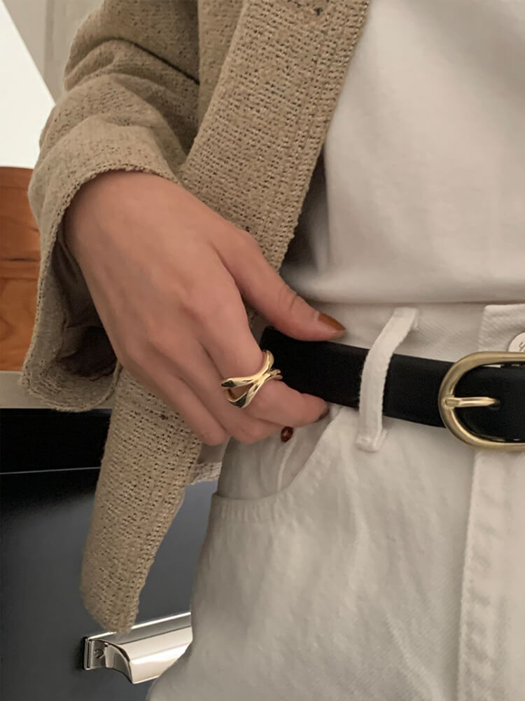 ノーカラー ゴールドボタン ツイードジャケット