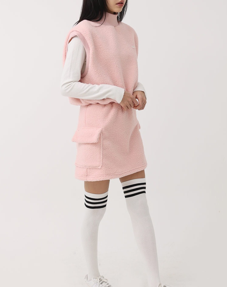 もこもこ ボア ベスト スカート セットアップ 韓国ゴルフウェア