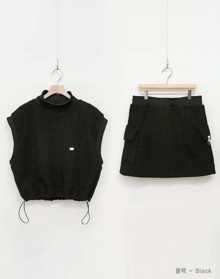 もこもこ ボア ベスト スカート セットアップ 韓国ゴルフウェア