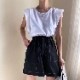 キャップスリーブ パワーショルダー タンクトップ