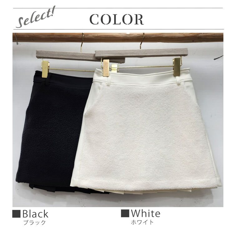 韓国ゴルフウェア バックプリーツ フリース ミニスカート