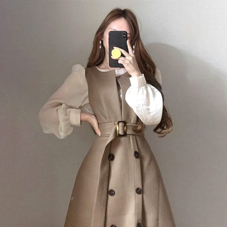 美品✨バーバリーロンドン ノースリーブ トレンチ風ワンピース