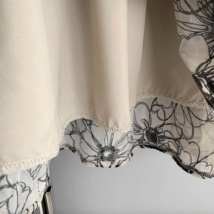 Ａライン 花柄刺繍 ミモレ丈 スカート