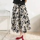 Ａライン 花柄刺繍 ミモレ丈 スカート
