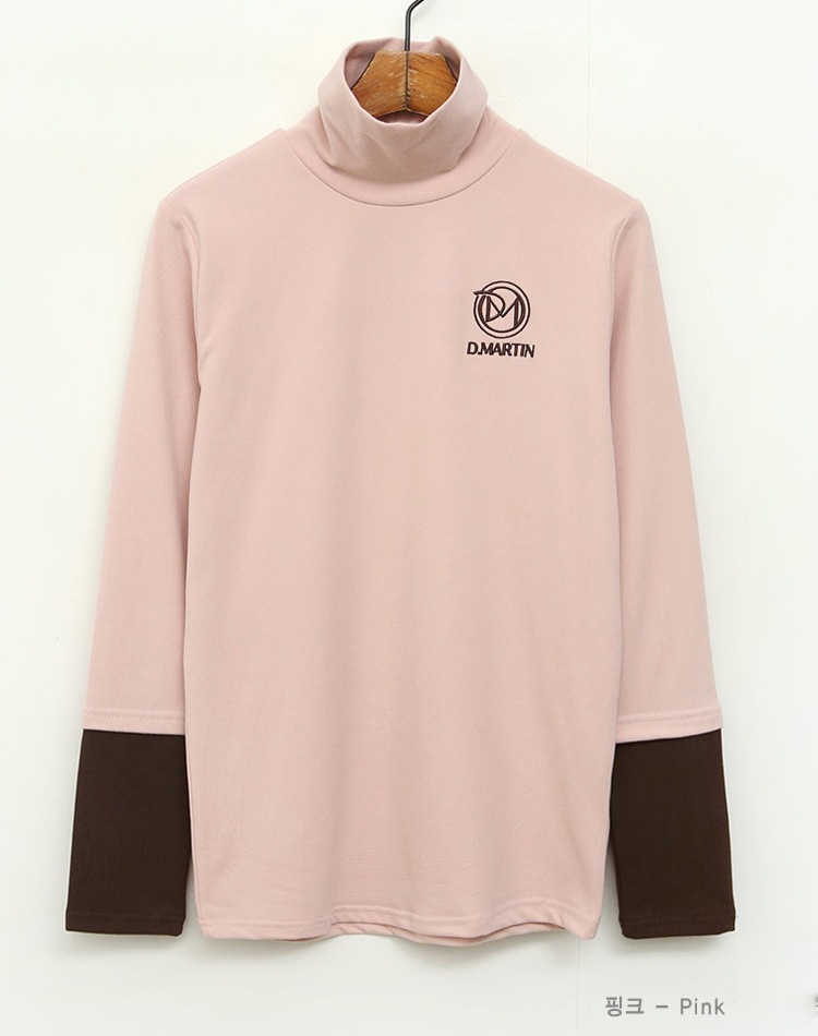 配色 ハイネック ストレッチ 長袖 Ｔシャツ 韓国ゴルフウェア