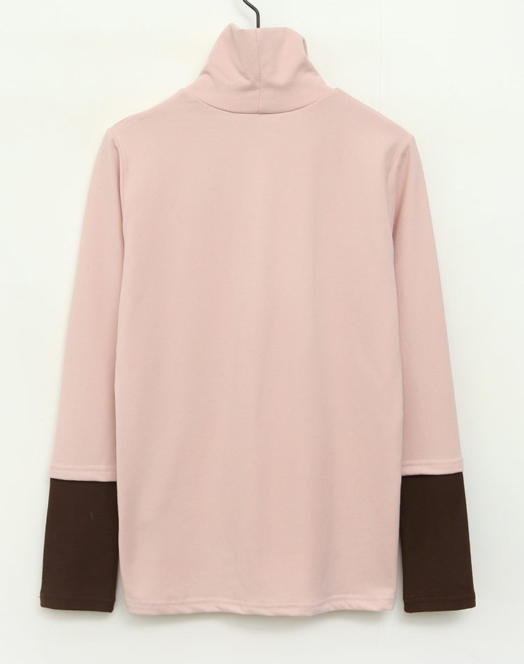 配色 ハイネック ストレッチ 長袖 Ｔシャツ 韓国ゴルフウェア