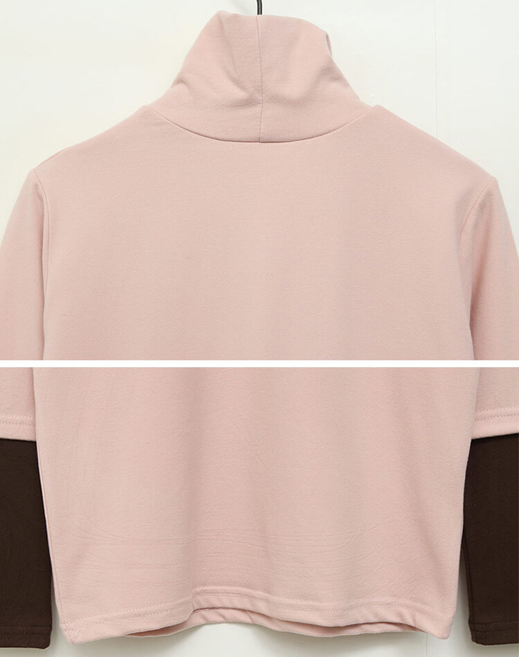 配色 ハイネック ストレッチ 長袖 Ｔシャツ 韓国ゴルフウェア