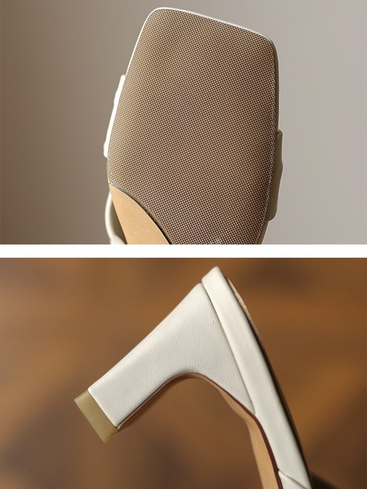 パウダーカラー クロスベルト スクエアトゥ ミュール