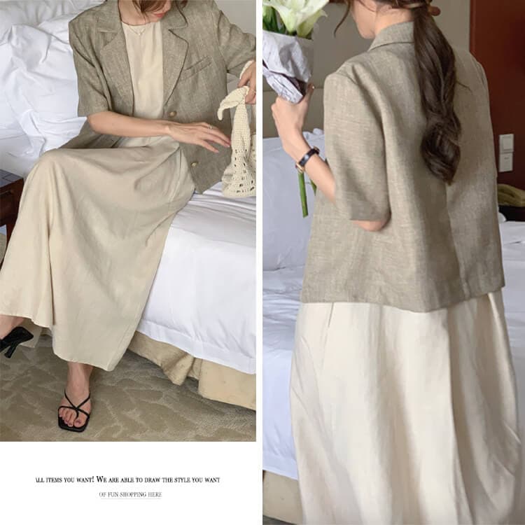 バックシャン 背中みせ Ａライン ノースリーブ ワンピース