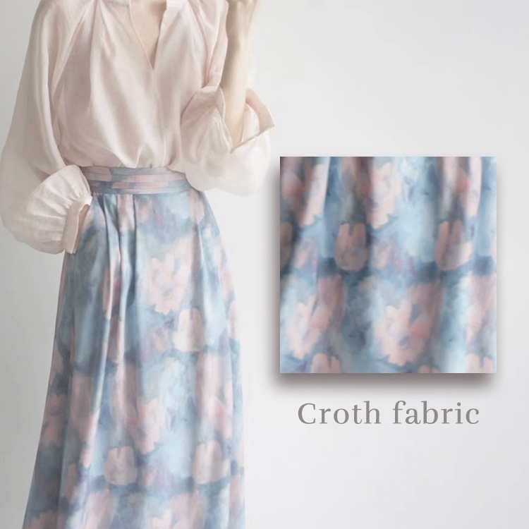 ふんわり花柄 きれいめ Aライン ミモレ丈スカート