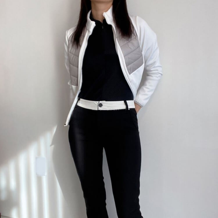 韓国ゴルフウェア バイカラー 切り替え ロングパンツ