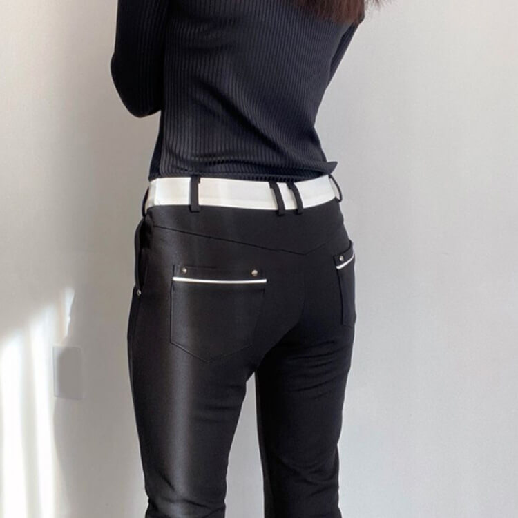 韓国ゴルフウェア バイカラー 切り替え ロングパンツ