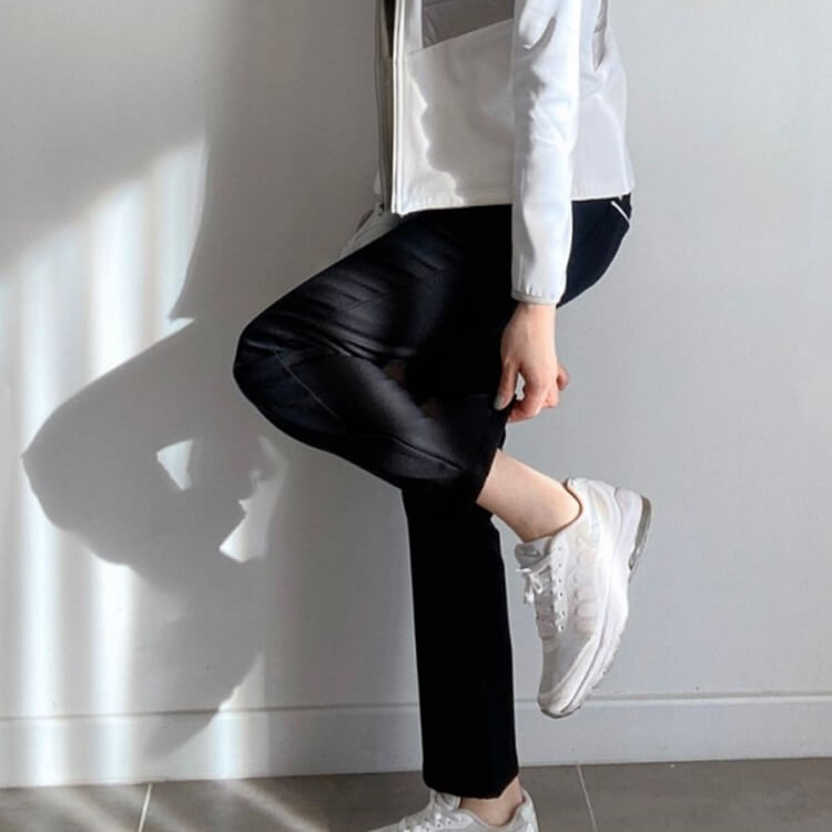 韓国ゴルフウェア バイカラー 切り替え ロングパンツ