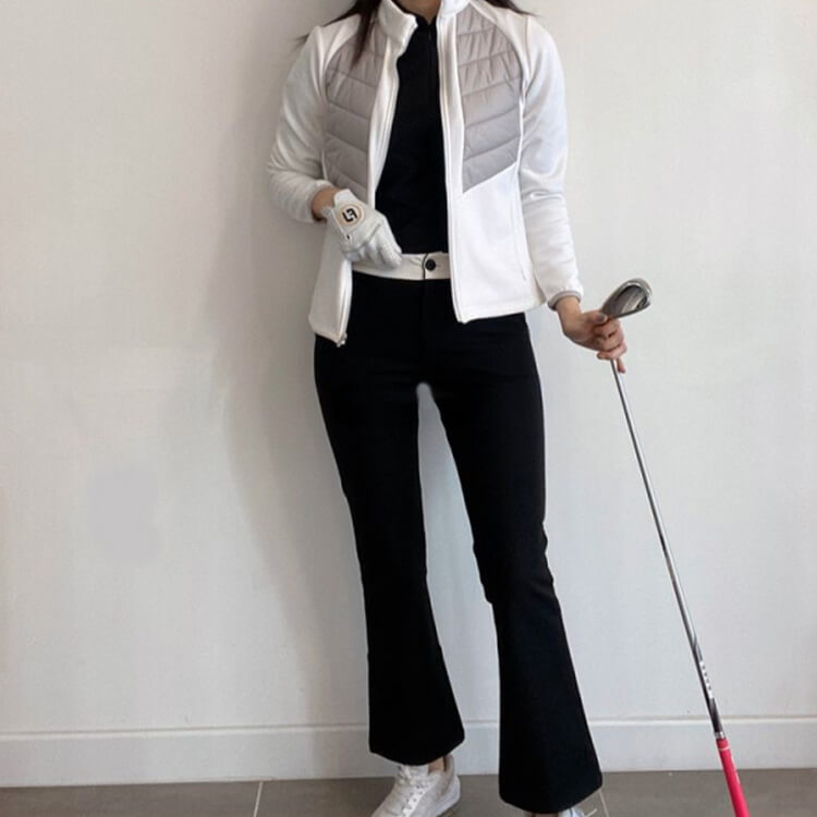 韓国ゴルフウェア バイカラー 切り替え ロングパンツ