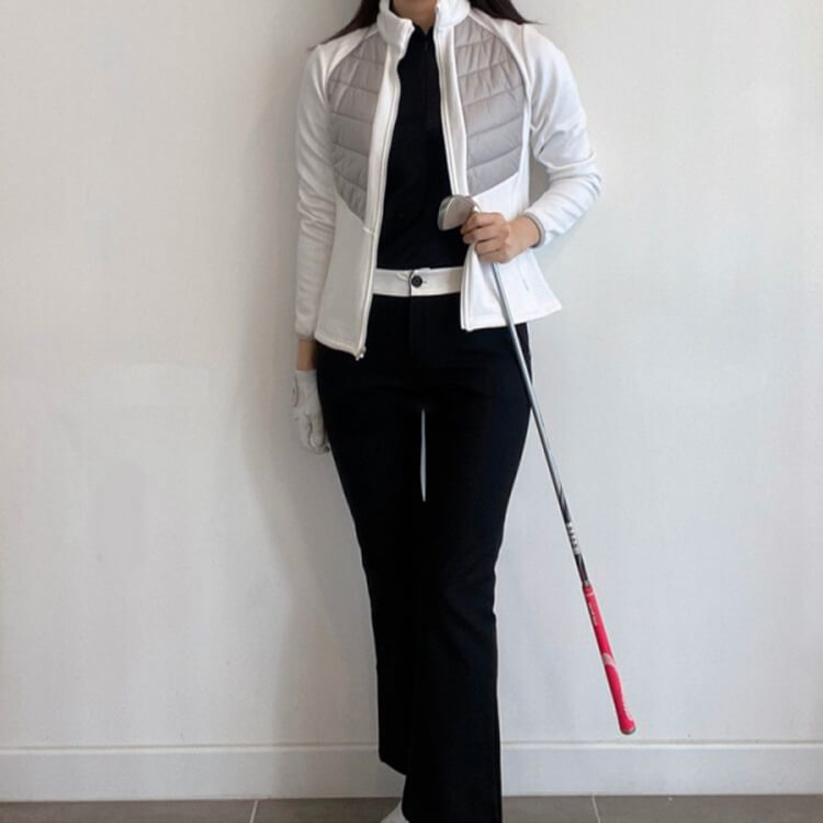 韓国ゴルフウェア バイカラー 切り替え ロングパンツ