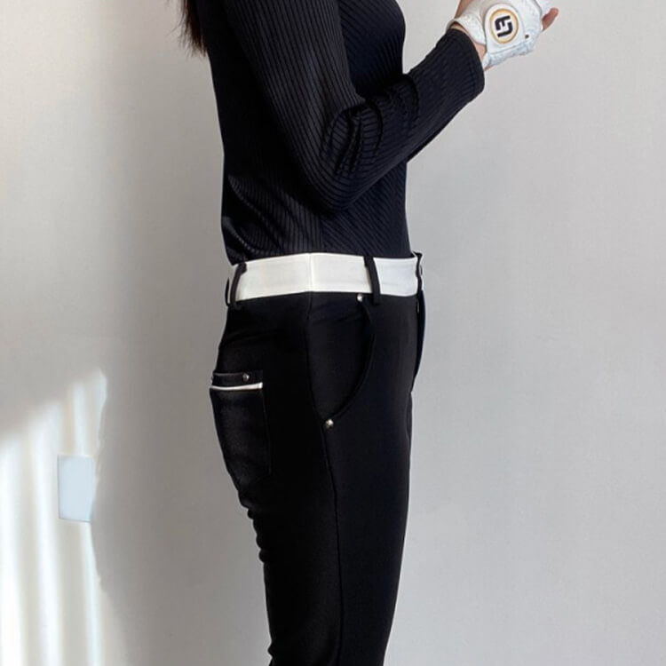 韓国ゴルフウェア バイカラー 切り替え ロングパンツ