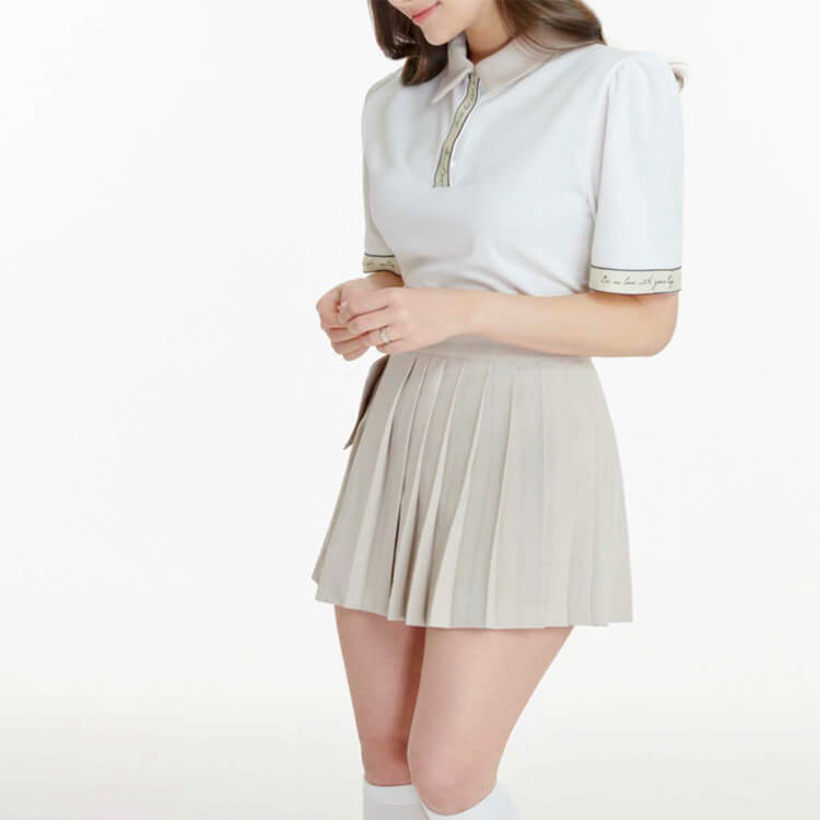 韓国ゴルフウェア 配色 レタリング 5分袖 ポロシャツ