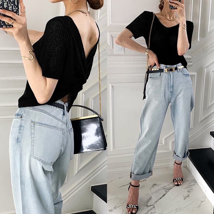 リバーシブル ねじり クロス サマーニット トップス