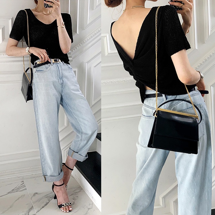 リバーシブル ねじり クロス サマーニット トップス