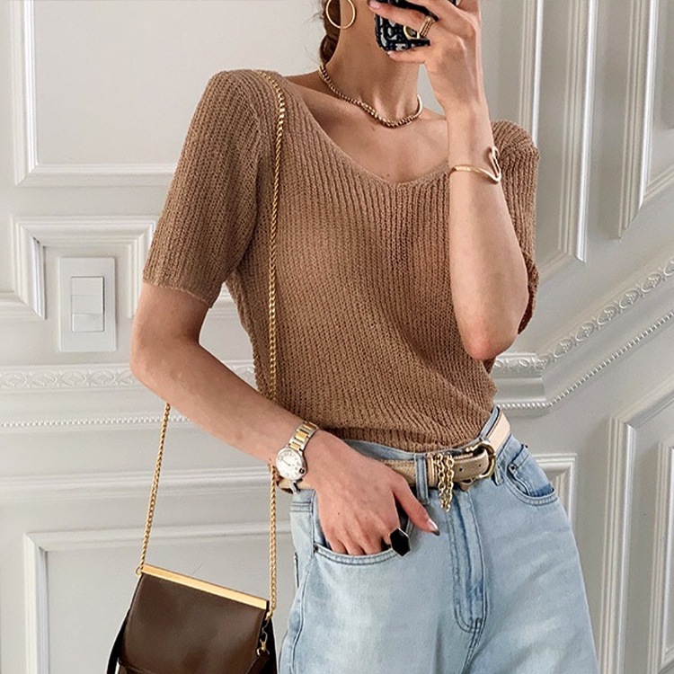 リバーシブル ねじり クロス サマーニット トップス