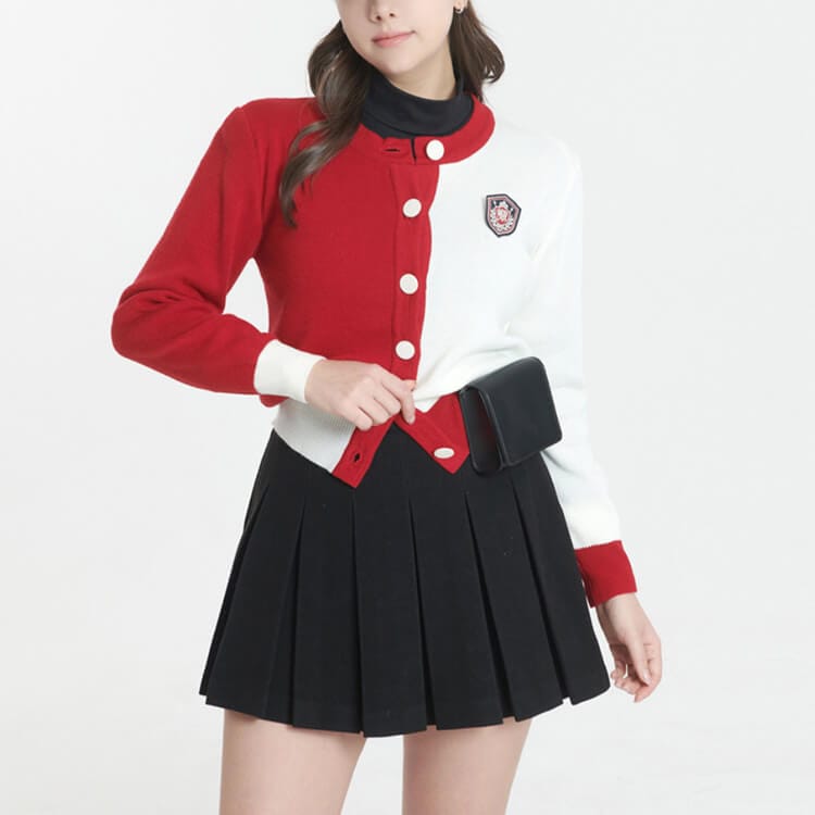 ウール混紡 タックプリーツ Aライン ゴルフスカート