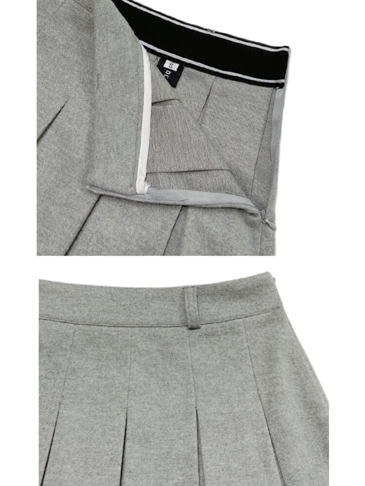 ウール混紡 タックプリーツ Aライン ゴルフスカート