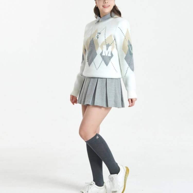 ウール混紡 タックプリーツ Aライン ゴルフスカート