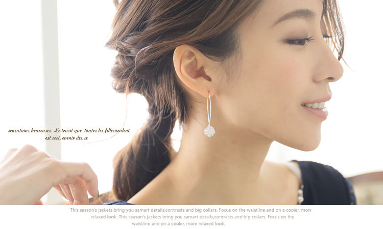 メール便送料無料 韓国デザイン 揺れるピアス シルバー