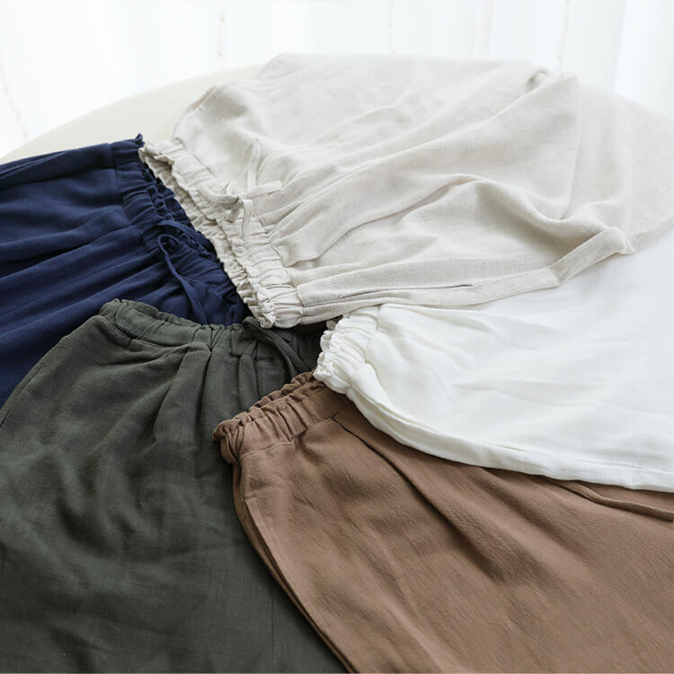 キレイ系ゆったりシルエット リネンワイドパンツ