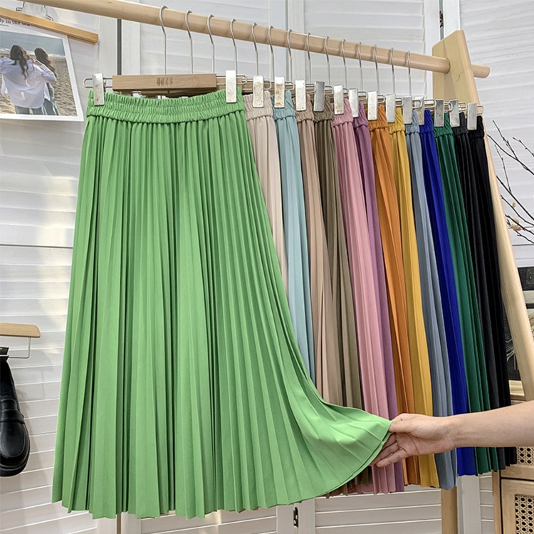 18カラー てろんと感 ミモレ丈 プリーツスカート