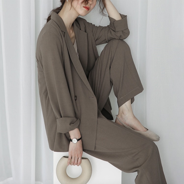 ゆったりカジュアル レトロ パンツスーツ 上下セット