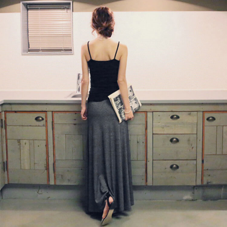 スリット入り Aライン ロング丈 カジュアル スカート