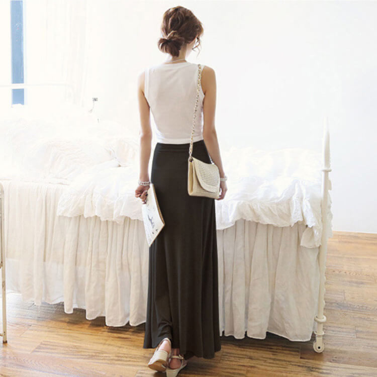 スリット入り Aライン ロング丈 カジュアル スカート