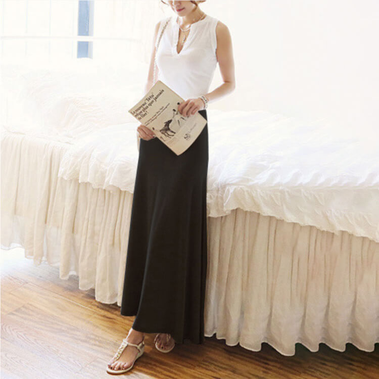 スリット入り Aライン ロング丈 カジュアル スカート