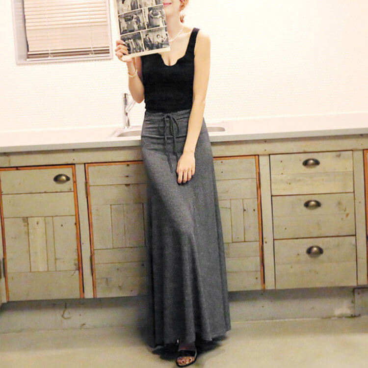 スリット入り Aライン ロング丈 カジュアル スカート