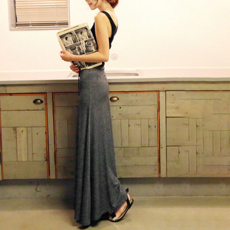 スリット入り Aライン ロング丈 カジュアル スカート