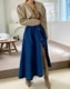 フロントボタン ロング丈 Aライン デニムスカート