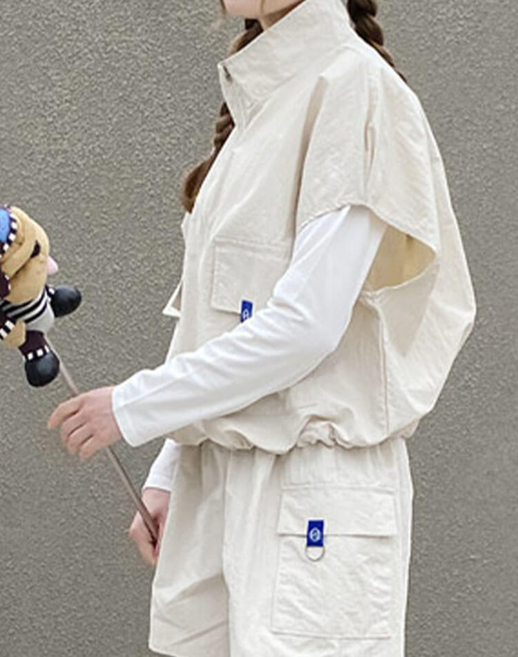 ゴルフ ジップアップ 半袖 ベスト トップス