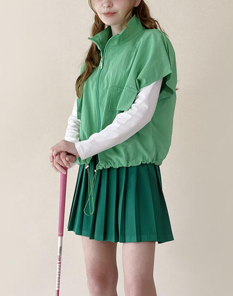 ゴルフ ジップアップ 半袖 ベスト トップス