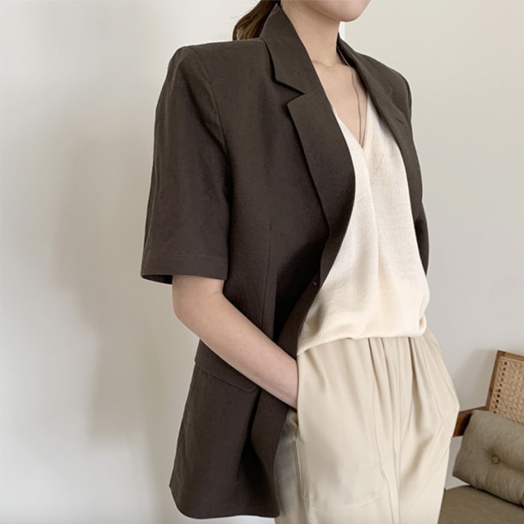 ダブルボタン 半袖 テーラードジャケット レディース | トレンド