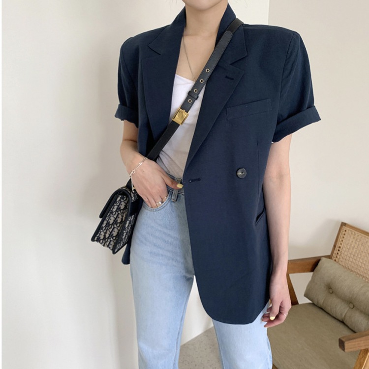 CADUNE ダブルボタン半袖ジャケット CADUNE ダブルボタン半袖ジャケット