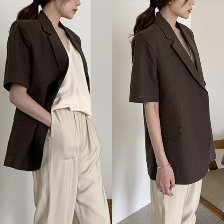 ダブルボタン 半袖 テーラードジャケット レディース