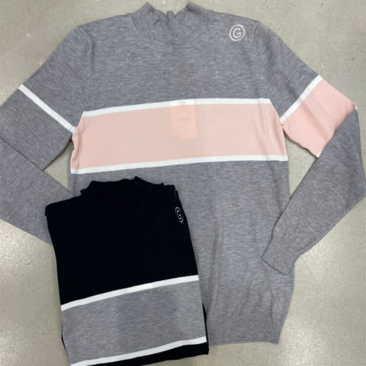 韓国ゴルフウェア バイカラーライン ハイネック
