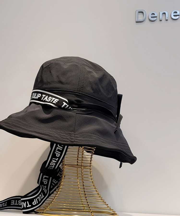 ロゴテープ つば広 バケットハット 帽子
