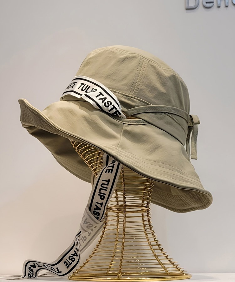 ロゴテープ つば広 バケットハット 帽子